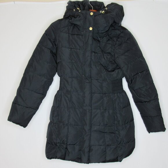 Cole Haan Black Signature Hooded Taffeta Down Puffer Coat Women's S Small - Picture 9 of 12